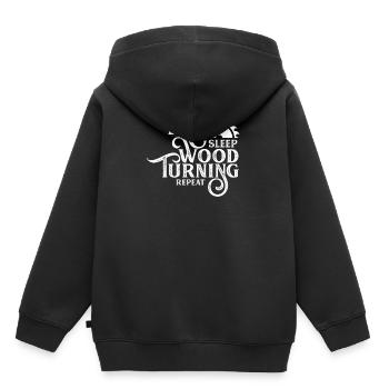 Équipe de tournage sur bois Tournage sur bois Tourneurs sur bois - Sweat Premium à capuche enfant bio - noir - Dos - AI Model Kid Male (0cm)