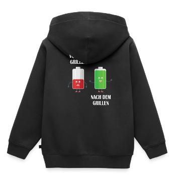 Vor dem grillen und nach dem grillen - Kinder Premium Organic Hoodie - Schwarz - Hinten - AI Model Kid Male (0cm)