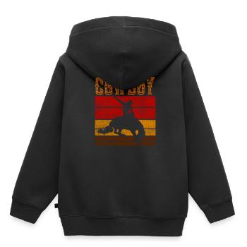 Cowboy Far West - Sweat Premium à capuche enfant bio - noir - Dos - AI Model Kid Male (0cm)