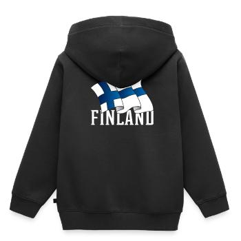 Finlande - Sweat Premium à capuche enfant bio - noir - Dos - AI Model Kid Male (0cm)