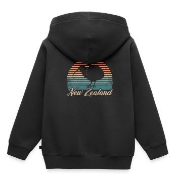 nouvelle-Zélande - Sweat Premium à capuche enfant bio - noir - Dos - AI Model Kid Male (0cm)
