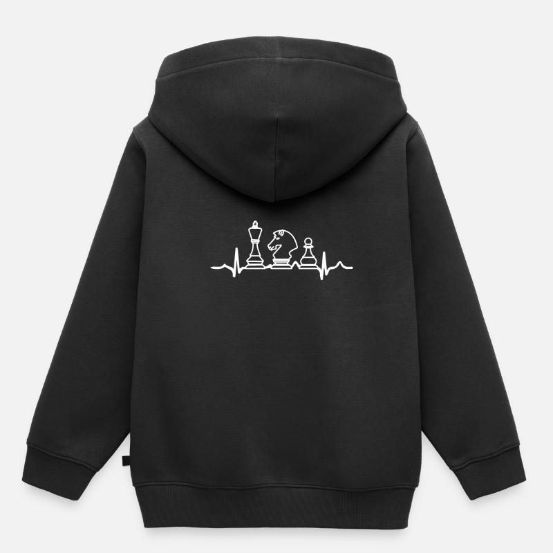 Échecs rythme cardiaque - Sweat Premium à capuche enfant bio - noir