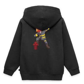 Pompier pompier - Sweat Premium à capuche enfant bio - noir - Dos - AI Model Kid Male (0cm)