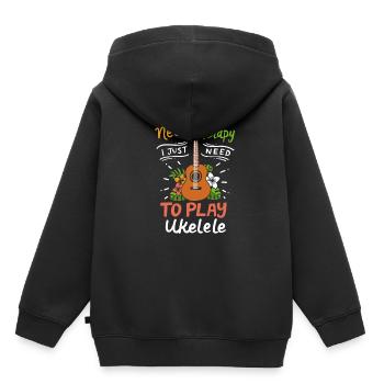 Ukulélé - Sweat Premium à capuche enfant bio - noir - Dos - AI Model Kid Male (0cm)