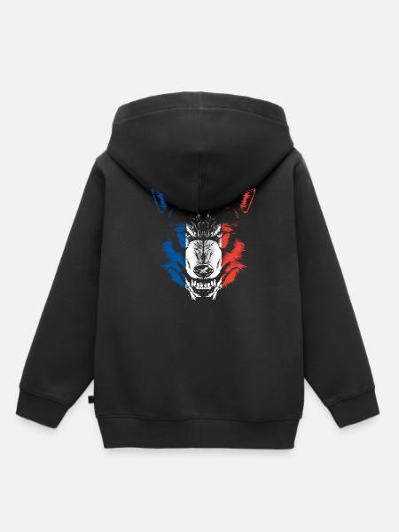 Frankreich Flagge Wolf - Kinder Premium Organic Hoodie - Schwarz