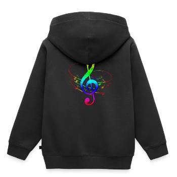 Notenschlüssel Musiker - Kinder Premium Organic Hoodie - Schwarz - Hinten - AI Model Kid Male (0cm)