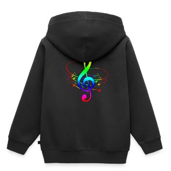 Morceau de musique Clef - Sweat Premium à capuche enfant bio - noir - Dos - AI Model Kid Male (0cm)