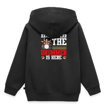 No Fear Drummer ist hier Trommler Perkussion - Kinder Premium Organic Hoodie - Schwarz - Hinten - AI Model Kid Male (0cm)