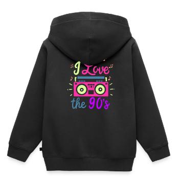 90s - Kids Premium Organic Hoodie - black - Back - AI Model Kid Male (0cm)