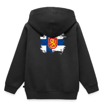 Équipe nationale du drapeau de la Finlande - Sweat Premium à capuche enfant bio - noir - Dos - AI Model Kid Male (0cm)