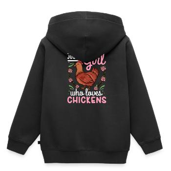 Poulet poule poulailler - Sweat Premium à capuche enfant bio - noir - Dos - AI Model Kid Male (0cm)