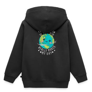 Jour de la Terre Planète Terre - Sweat Premium à capuche enfant bio - noir - Dos - AI Model Kid Male (0cm)