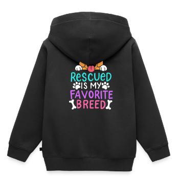 Refuge pour animaux adoptant des chiens - Sweat Premium à capuche enfant bio - noir - Dos - AI Model Kid Male (0cm)