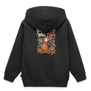 Singe singe - Sweat Premium à capuche enfant bio - noir - Dos - AI Model Kid Male (0cm)