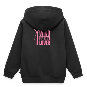 Windrad - Kinder Premium Organic Hoodie - Schwarz - Hinten - AI Model Kid Male (0cm)