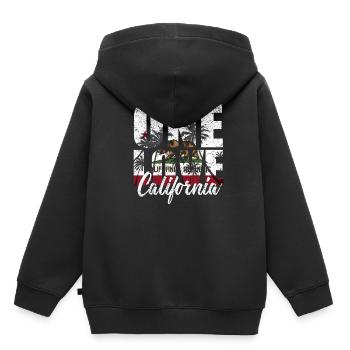 Californie - Sweat Premium à capuche enfant bio - noir - Dos - AI Model Kid Male (0cm)