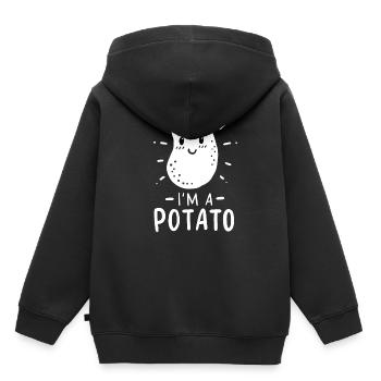 Pommes de terre - Sweat Premium à capuche enfant bio - noir - Dos - AI Model Kid Male (0cm)