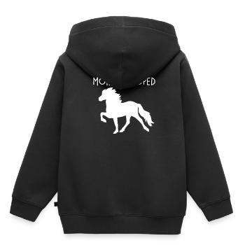 Moehren Moped Islandpferd - Kinder Premium Organic Hoodie - Schwarz - Hinten - AI Model Kid Male (0cm)