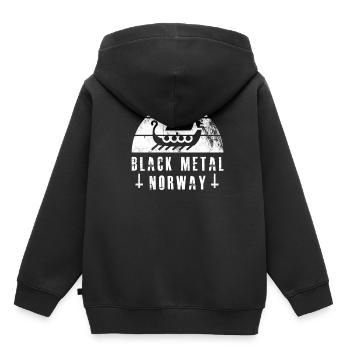 Black Metal Norvège avec un cadeau bateau viking - Sweat Premium à capuche enfant bio - noir - Dos - AI Model Kid Male (0cm)