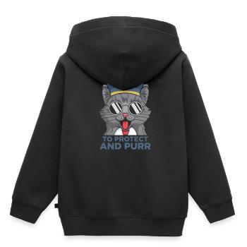 Drôle flic chat détective police - Sweat Premium à capuche enfant bio - noir - Dos - AI Model Kid Male (0cm)