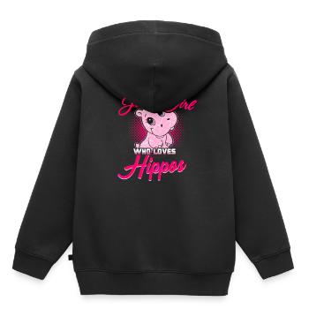 Hippopotame Hippopotame - Sweat Premium à capuche enfant bio - noir - Dos - AI Model Kid Male (0cm)