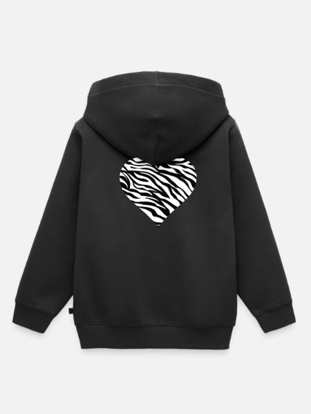 Zebra Herz Zebraherz - Kinder Premium Organic Hoodie - Schwarz