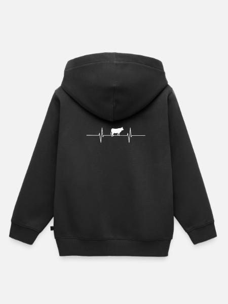 Farmer cow heartbeat - Kids Premium Organic Hoodie - black