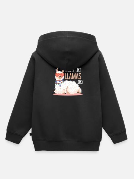 Lama - Kinder Premium Organic Hoodie - Schwarz