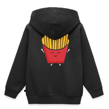 Pommes Pommes Frites - Kinder Premium Organic Hoodie - Schwarz - Hinten - AI Model Kid Male (0cm)