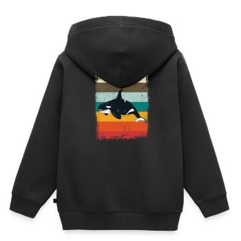 Orque rétro - Sweat Premium à capuche enfant bio - noir - Dos - AI Model Kid Male (0cm)