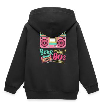 80s Born in the 80s - Kids Premium Organic Hoodie - black - Back - AI Model Kid Male (0cm)