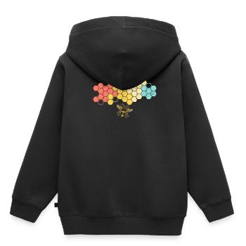 Rétro nid d'abeille apiculteur abeille nature amour - Sweat Premium à capuche enfant bio - noir - Dos - AI Model Kid Male (0cm)