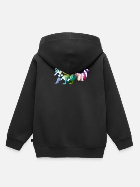 Waschbär Niedliches Tier - Kinder Premium Organic Hoodie - Schwarz