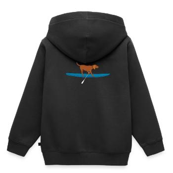 SUP DOG Stand Up Paddling Hund auf Supboard - Kinder Premium Organic Hoodie - Schwarz - Hinten - AI Model Kid Male (0cm)