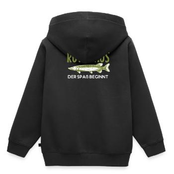 Rute raus der spaß beginnt, Angler Geschenkidee - Kinder Premium Organic Hoodie - Schwarz - Hinten - AI Model Kid Male (0cm)