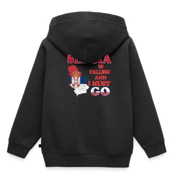 Serbien - Kinder Premium Organic Hoodie - Schwarz - Hinten - AI Model Kid Male (0cm)