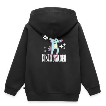 Licorne disco - Sweat Premium à capuche enfant bio - noir - Dos - AI Model Kid Male (0cm)