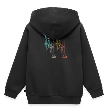 Retro Musikinstrument Blasinstrument Trompete - Kinder Premium Organic Hoodie - Schwarz - Hinten - AI Model Kid Male (0cm)