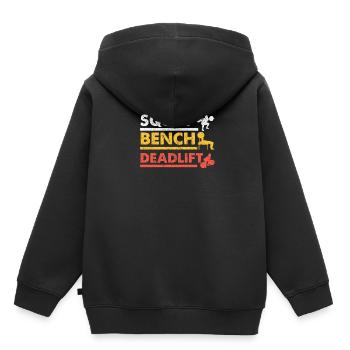 Gym Workout Force Triathlon développé couché - Sweat Premium à capuche enfant bio - noir - Dos - AI Model Kid Male (0cm)