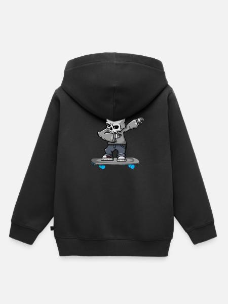 Dabbing Skelett Skateboard Halloween Skater - Kinder Premium Organic Hoodie - Schwarz