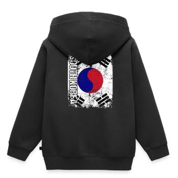 South Korea - Kinder Premium Organic Hoodie - Schwarz - Hinten - AI Model Kid Male (0cm)