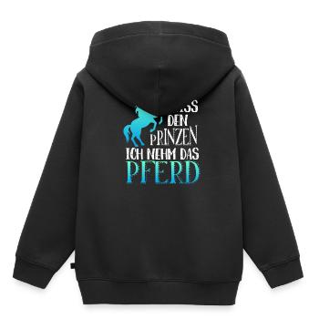 Vergiss den Prinzen ich nehm das Pferd, Prinz - Kinder Premium Organic Hoodie - Schwarz - Hinten - AI Model Kid Male (0cm)