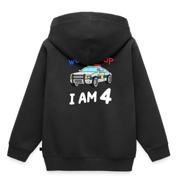 Polizei Auto 4. Geburtstag Kinder Polizeiauto - Kinder Premium Organic Hoodie - Schwarz - Hinten - AI Model Kid Male (0cm)