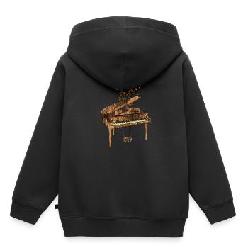 Musique classique au piano - Sweat Premium à capuche enfant bio - noir - Dos - AI Model Kid Male (0cm)