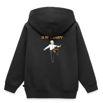 Qigong comme thérapie Lusitger Qi-Gong disant - Sweat Premium à capuche enfant bio - noir - Dos - AI Model Kid Male (0cm)