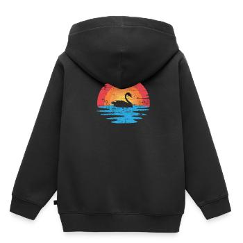 Cygnes animaliers - Sweat Premium à capuche enfant bio - noir - Dos - AI Model Kid Male (0cm)