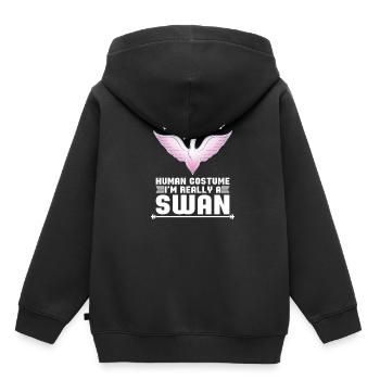 Schwan - Kinder Premium Organic Hoodie - Schwarz - Hinten - AI Model Kid Male (0cm)
