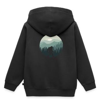 Bigfoot forêt de montagne Sasquatch fan - Sweat Premium à capuche enfant bio - noir - Dos - AI Model Kid Male (0cm)