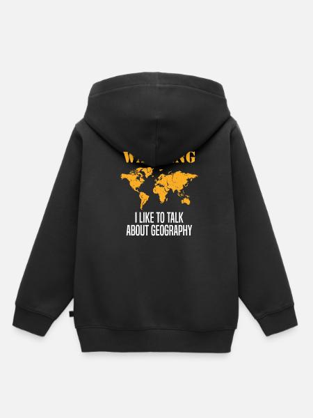 Géographe drôle J’aime à parler de la géographie - Sweat Premium à capuche enfant bio - noir