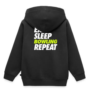 Eat Sleep Bowling Repeat - Kinder Premium Organic Hoodie - Schwarz - Hinten - AI Model Kid Male (0cm)